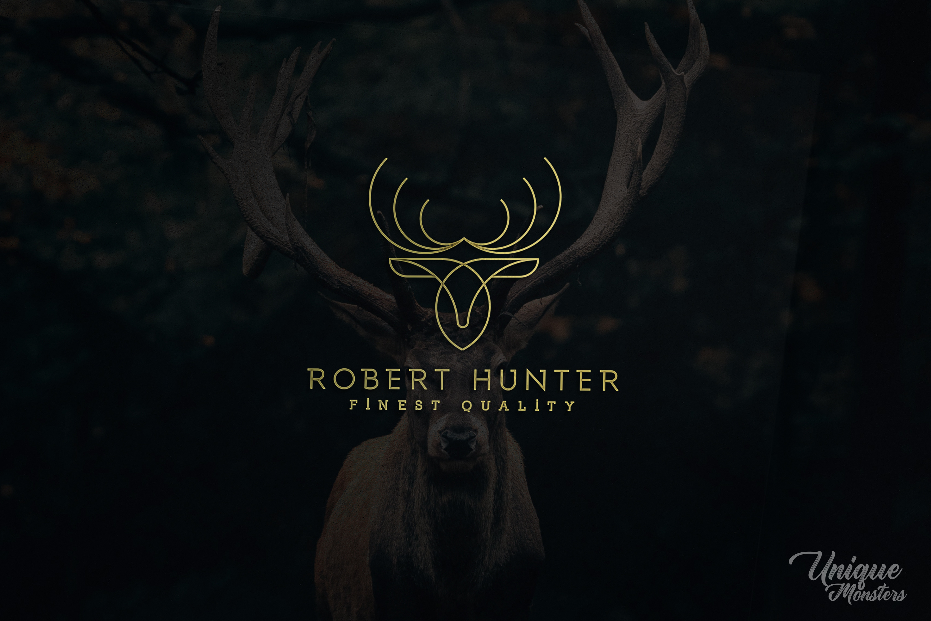 Elegant Deer Line Art Logo - Robert Hunter branding creative deer logo design dribbble elegant logo gold gold color graphic design identity line logo logo logo design minimal minimalist minimalist logo modern