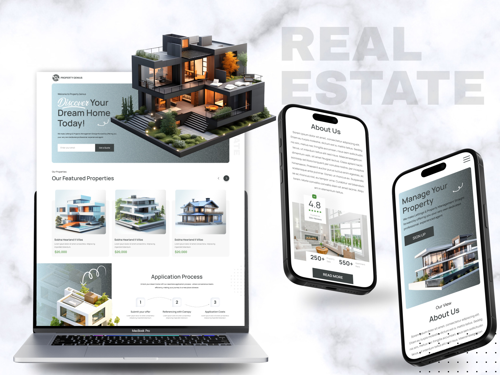 Property Genius – Smart Real Estate Web Design | Apptechies design modern property property management real estate responsive web layout uiux web web design website