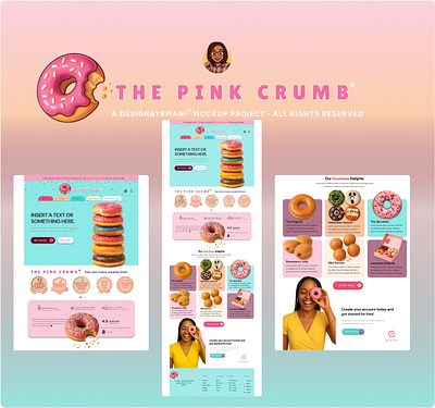 MKUP WEB LANDING PAGE - THE PINK CRUMB 🌸🍩✨ figma mockup ui web design web landing page web redesign