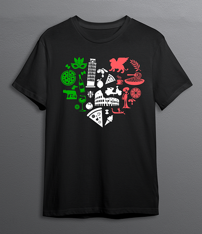 Italia T-shirt Design fashion graphic design icons italia italia tshirt italian icons italy italy flag tshirt design
