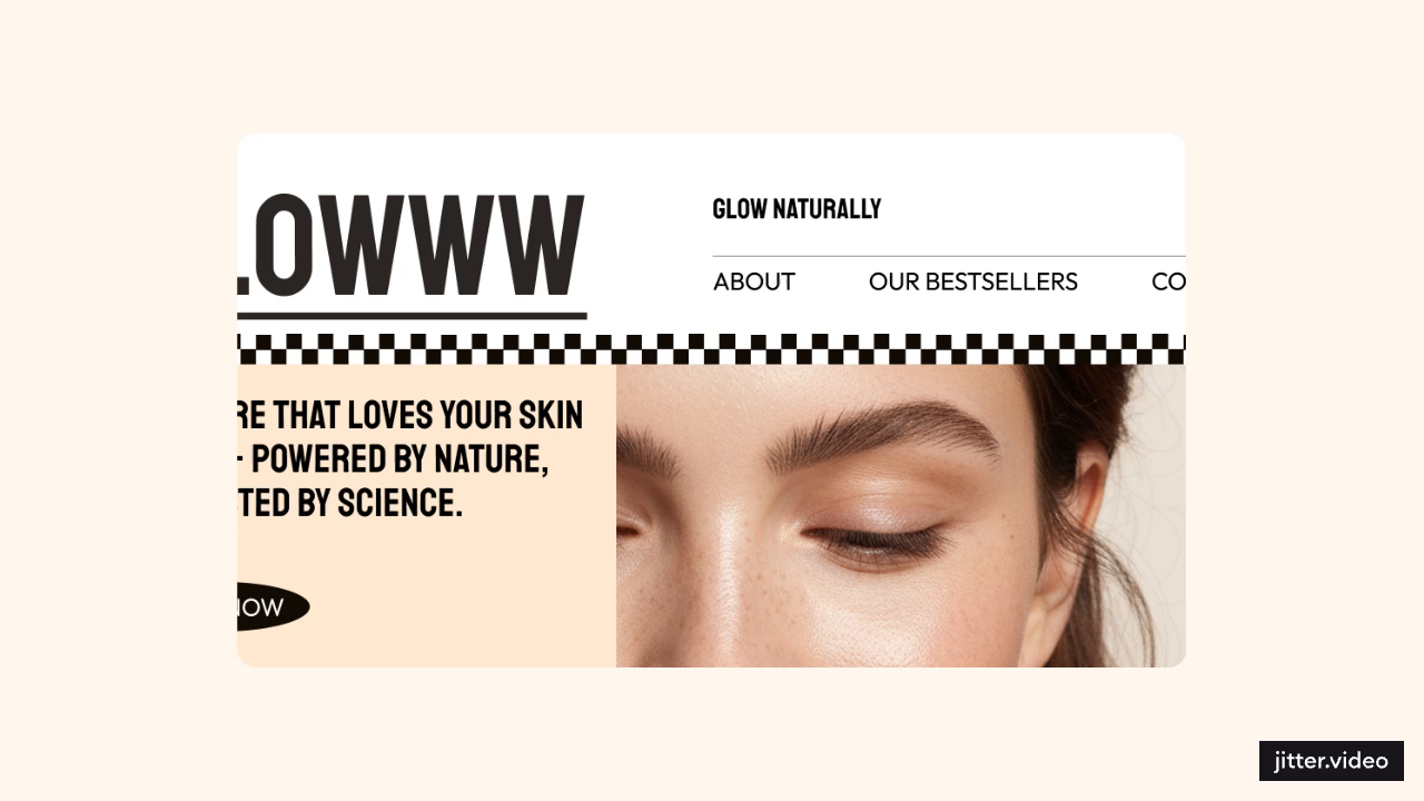 Example of Landing page for a cosmetics brand