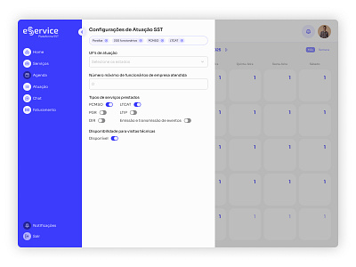 Service Configuration Dashboard – SaaS Management UI web design