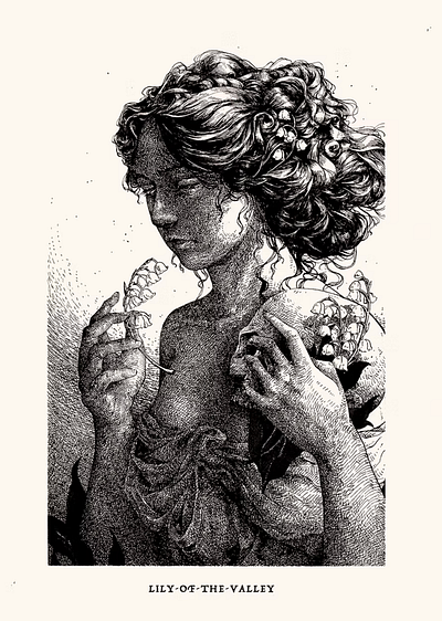 Lily of The Valley - Alice Cao alice cao british artist conceptual illustration editorial illustration fine art illustration illustrationart illustrationartist illustrationzone illustrator ink ink drawing london artist pen and ink vietnamese artist