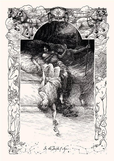 In The Temple of Nyx - Alice Cao alice cao black and white book art books conceptual illustration editorial illustration illustration illustration zone illustrationart illustrationartist illustrationzone illustrator ink ink art ink drawing narrative pen and ink