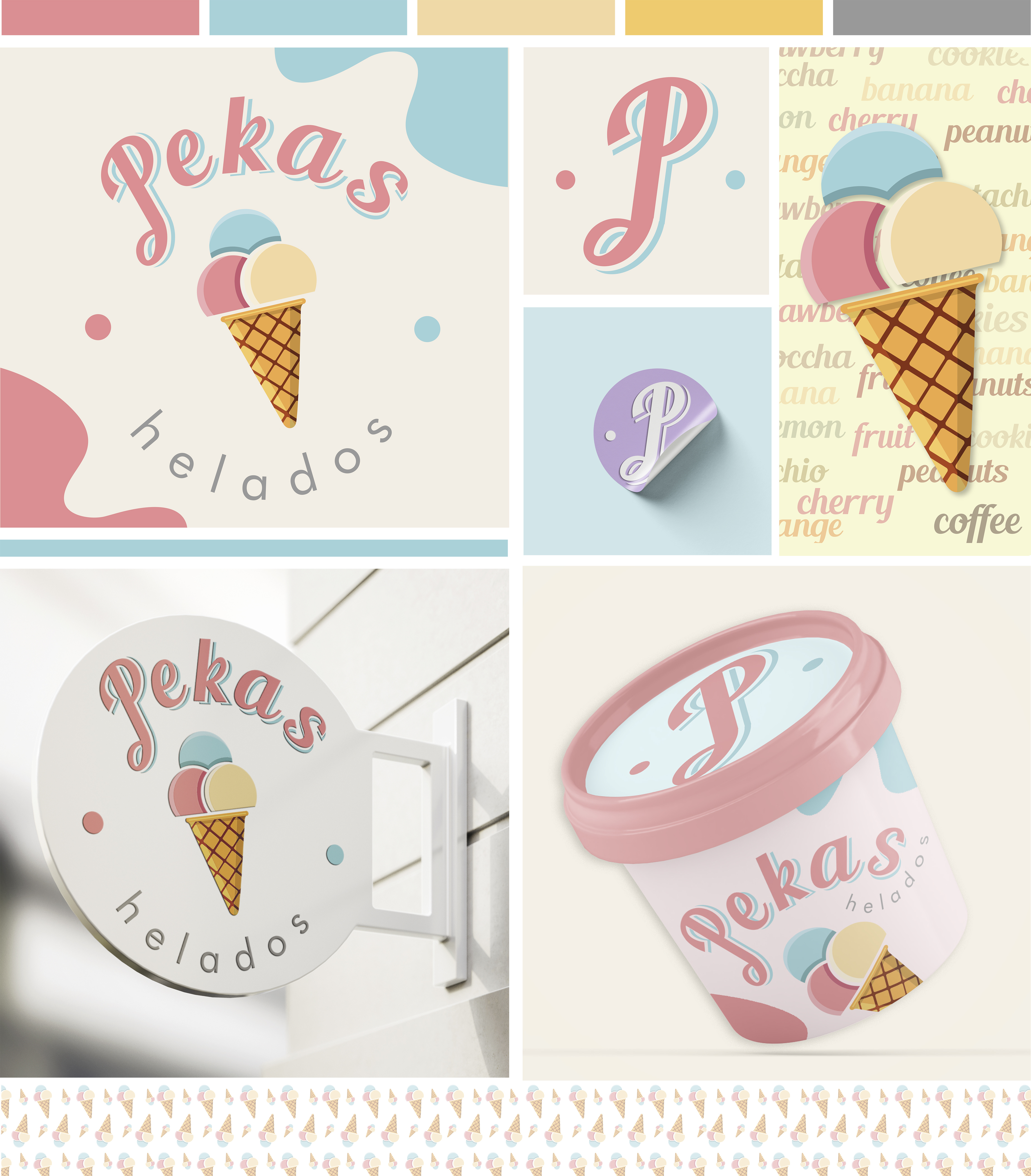 Diseño de Iogo para helados Pekas elaborado en Adobe Illustrator branding design graphic design illustration logo typography ui vector