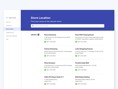 Store Location book book store faq frequently asked questions interface location menu minimal support ui web web design website