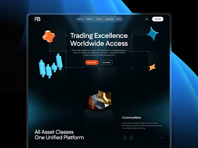 Multi-Asset Trading Web App ✸ Fintech app assets brokerage commodities dark mode dashboard data design finance fintech forex landing page minimalism stats trading ui ux web app