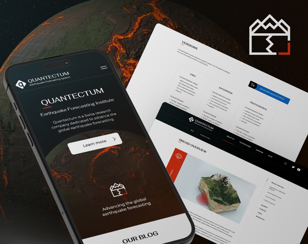 Website for an earthquake forecasting system company website earthquake system website ui design ux design website website design website development