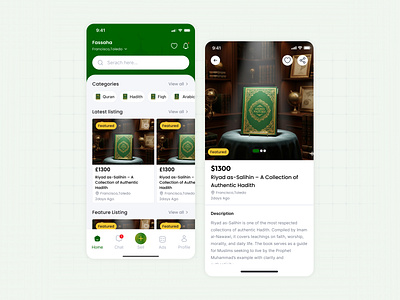 Fasaha – Islamic Learning App UI islamic books