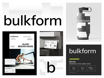 Bulkform Sports Nutrition Branding 3d brand identity branding bulkform collagen creatine fitness gym label design logo packaging protein supplement ui vitamins