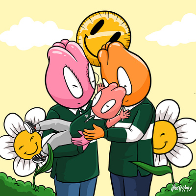 My Universe branding daisie family flower flowers illustration illustroboy illustroboystudio maacot mascot mascotdesign popart smile smile balloon son son of flowki tulip universe warm