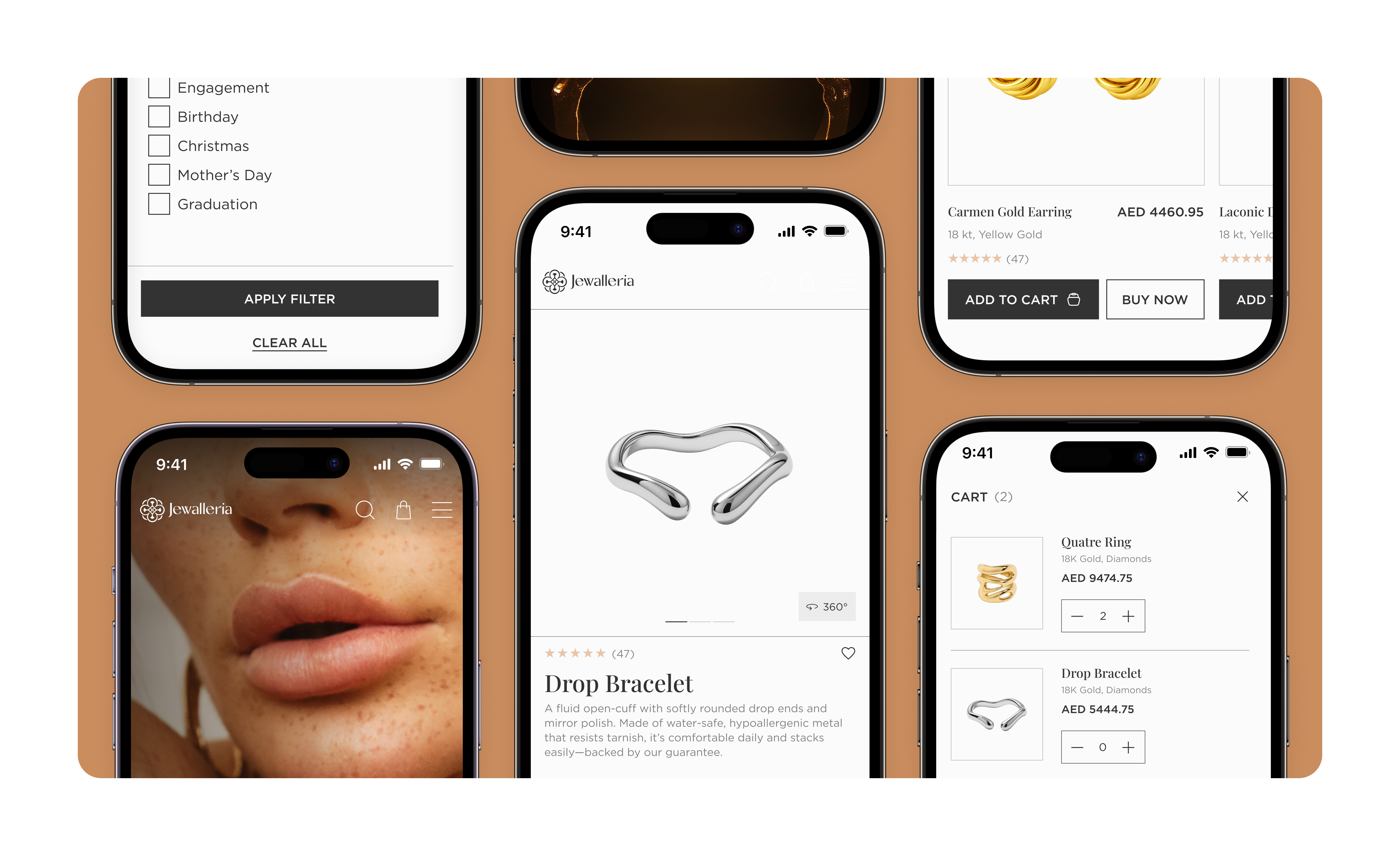 UX/UI for Jewelry Brand with Mobile-First Approach | Masterly 3d cart checkout cro design e commerce graphic design jewelry mobile design mobile first mobile first design navigation responsive design ui uiux uiux design ux web design website website design