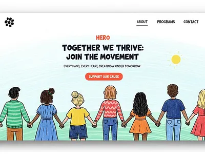 Unity Hero Header: Playful Community Illustration flat design