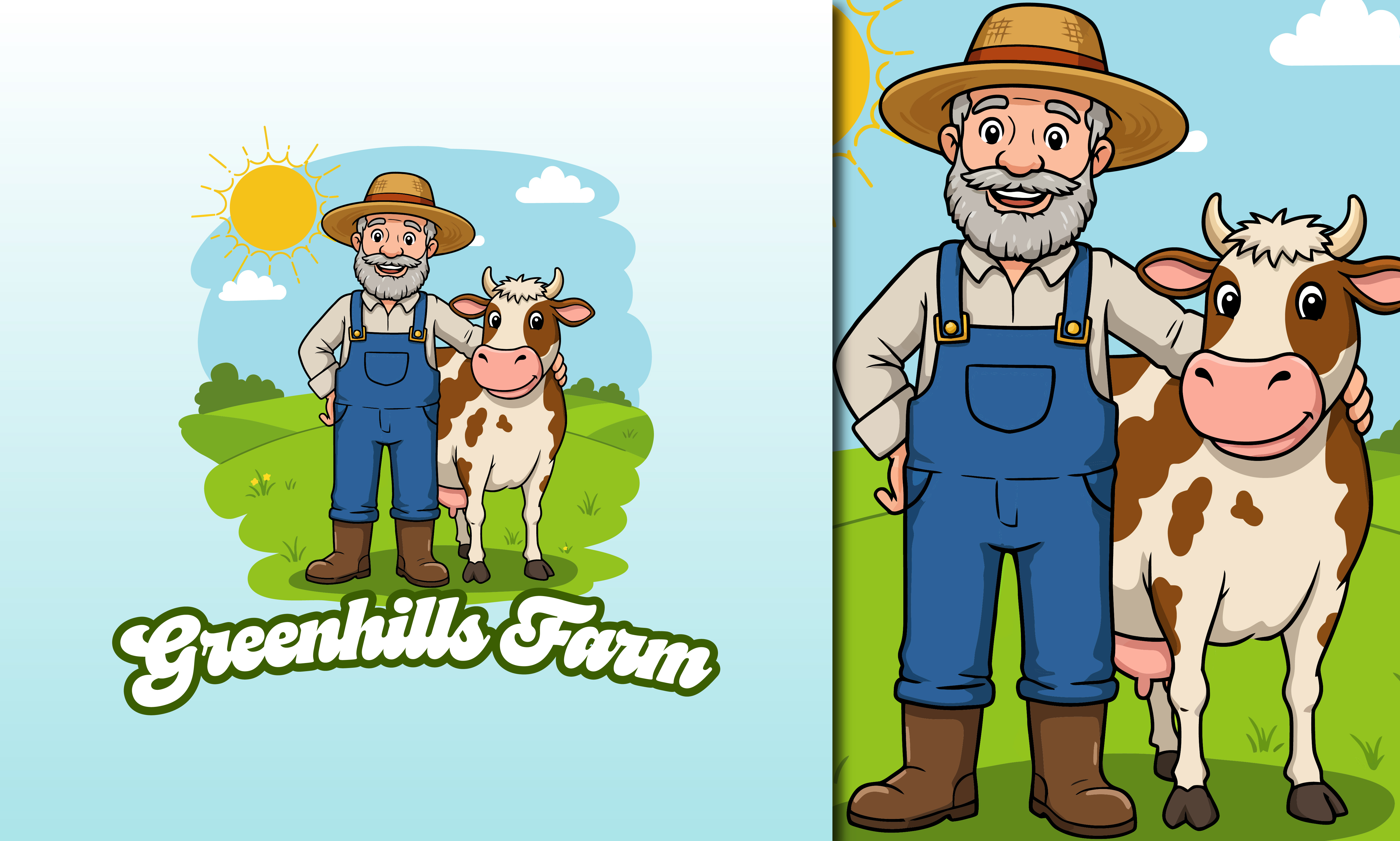 Greenhills Farms - Modern Mascot Logo brand identity brand logo branding business cartoon illustration cartoon mascot character illustration design farm graphic design illustration logo logo design mascot logo modern vector