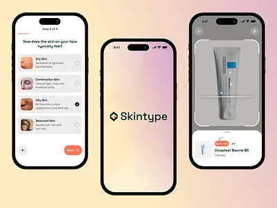 Skintype - AI Mobile App ai artificial intelligence branding logo product design skinvision user interface