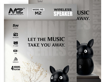 MZ M2 Wireless Speaker – Minimal Design, Powerful Sound advertising design creative design graphic design marketing design minimal modern photoshop posters design