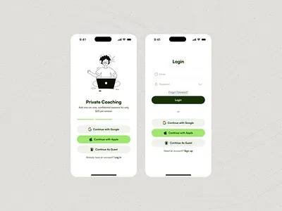 Login and Sign-up Mobile App UI Design create account habit app login mobile app product design sign in signup ui ux designer wellness app