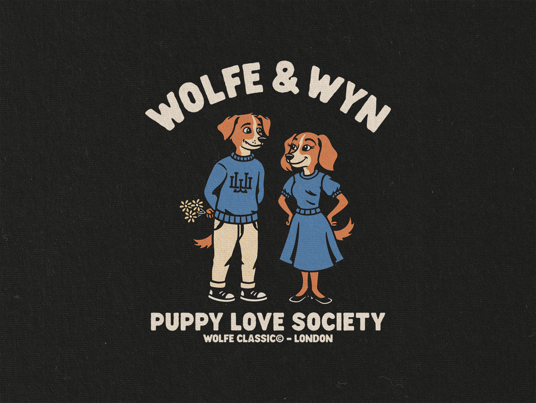 Wolfe & Wyn Merch Illustration animals brand design brand identity cartoon design dog dogs graphic design illustration merch design merchandise pets vector vintage vintage design