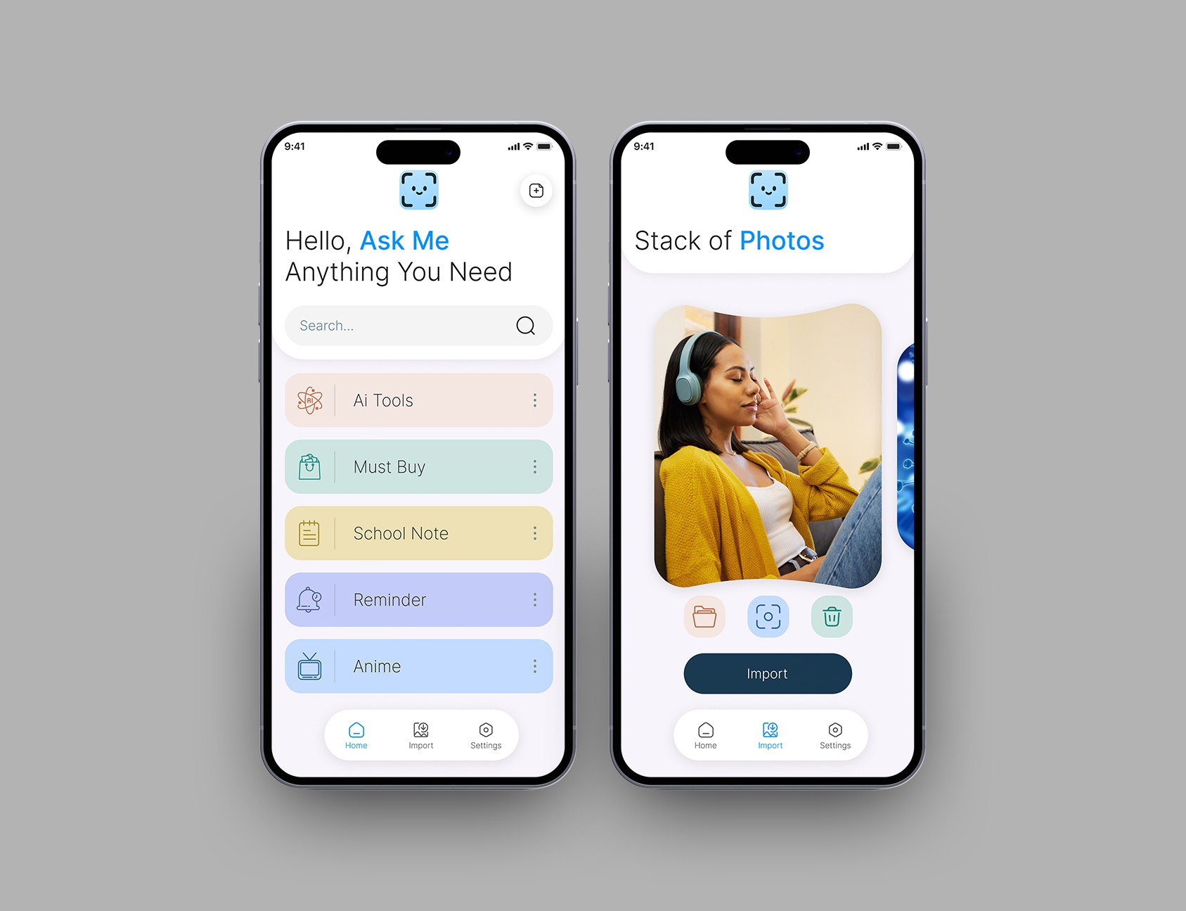 Example of Modern App UI Screen (Light & Dark Mode)