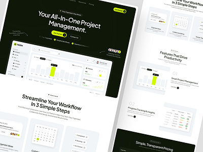 Razex | Project Management Website branding clean design home page illustration landing page ui uiux web design website