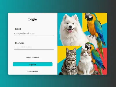 Pet store login page css3 html5 web web desginer