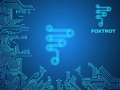 Foxtrot app circuit electronic graphic design logo