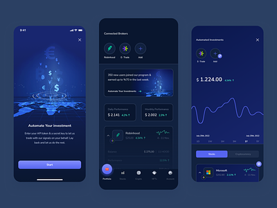 Fingaroo - Automated Investment ai app app design artificial intelligence auto trading automated trading blockchain cryptocurrency design ios mobile app mobile app design real estate stock market stocks trading ui ui design ux ux design