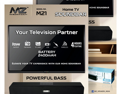 MZ M21 Soundbar Poster Design ad design creative poster design graphic design marketing design modern poster design soundbar