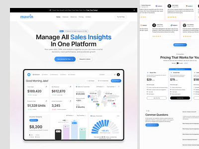 Mavrin | Sales Analytics CRM Platform animation branding clean design graphic design home page illustration landing page logo ui uiux ux web design website