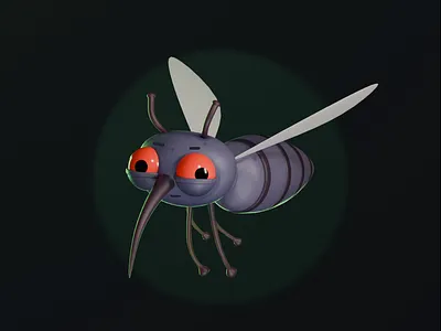 Mosquito Animated Character 3d animated animation blender character fly flying illustration mascot model mosquito
