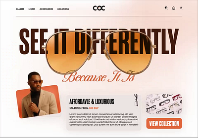 Coc Hero Section (Glasses Brand) animation motion graphics ui