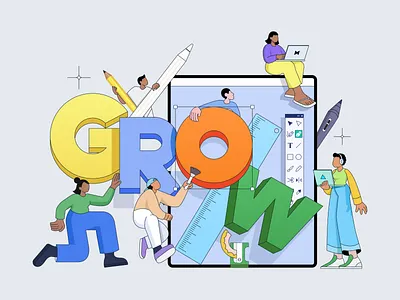 2D Line Art Illustration- Pitch Deck 2d abstract flat illustration graphic design grow illustration illustrator line art minimal modern team web illustration