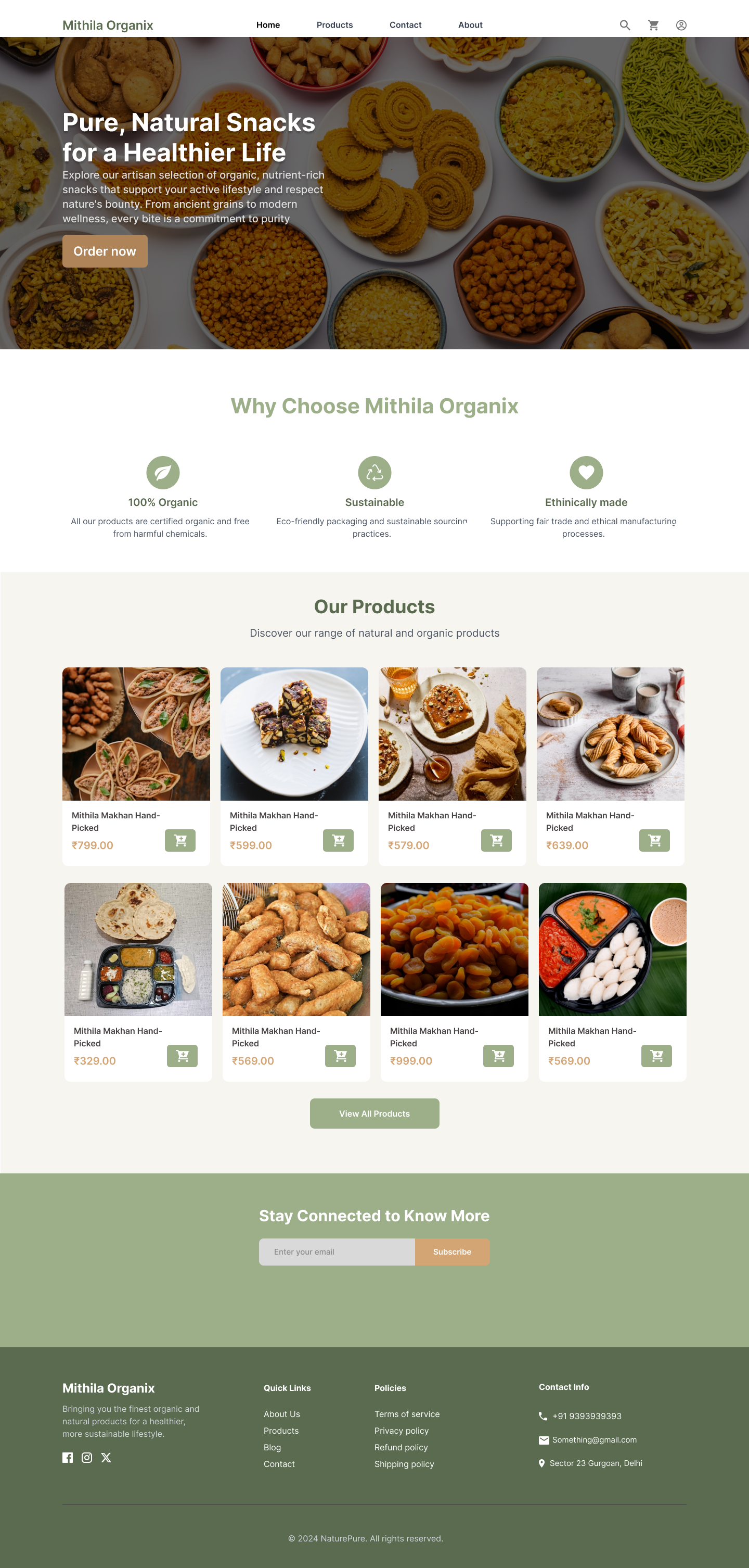 Home page for a natural snacks website 3d animation app branding design graphic design homepage illustration logo motion graphics typography ui ux website