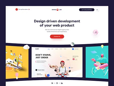 Digital Agency Website – Buraqlab branding designstudio digital agency landingpage minimaldesign modernui productdesign uidesign uxdesign webdesign webdevelopment websitedesign