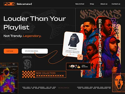 Reincarnated Hero Section (Hoodies Brand) graphic design ui