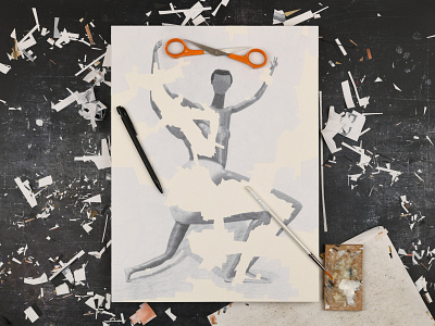 A man out of phase collage dribbble illustration paper physical culture studio