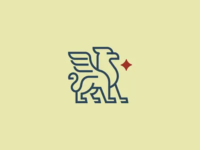 Lineart luxury griffin logo unused for sale abstract animal brand mark branding eagle griffin hawk lineart lion luxury modern premium simple star strong web design wild wings