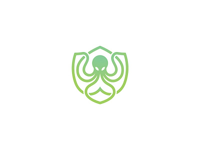 Octopus shield logo available for sale animal app icon brand mark businesslogo eco green innovative logo ocean octopus portection sea shield technology logo
