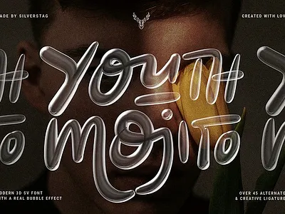 YOUTH MOJITO - A 3D Bubbly SVG Font bold branding creative design elegant font font bundle illustration modern retro serif svg svg font svg fonts vintage