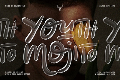 YOUTH MOJITO - A 3D Bubbly SVG Font bold branding creative design elegant font font bundle illustration modern retro serif svg svg font svg fonts vintage