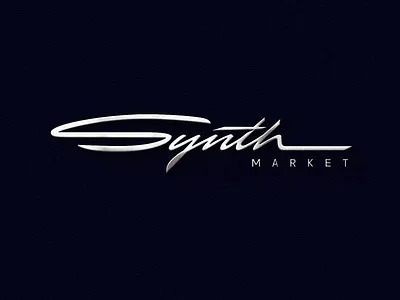 Synth Market : logotype 3d custom design iconic identity lettering logo metal minimal music retro script signature synth type unique vintage wordmark