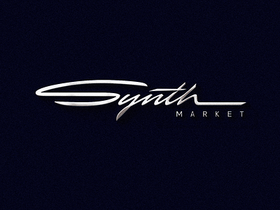 Synth Market : logotype 3d custom design iconic identity lettering logo metal minimal music retro script signature synth type unique vintage wordmark