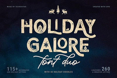 Holiday Galore - Hand-Drawn Font Duo bold display display font doodles font font duo font pack graffiti retro sans sans font vintage