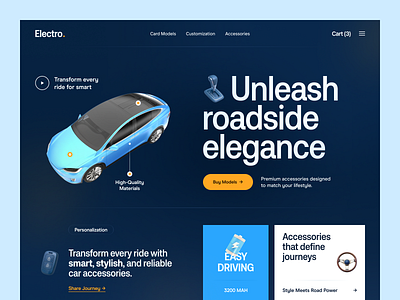 Website Design for a Car Accessories Product - Electro car accessories car design design designer landing page modern product responsive design ui uxui uxui design web design website website design