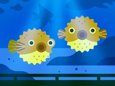 14. Aquarium aquarium design fish illustration peachtober puffer fish stylized