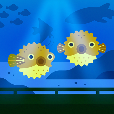 14. Aquarium aquarium design fish illustration peachtober puffer fish stylized