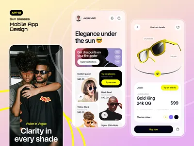 Online Sunglasses Shopping Mobile App app app design app ui buyonline mobile mobile design onlineapp shopping app sunglasses uiuxdesign
