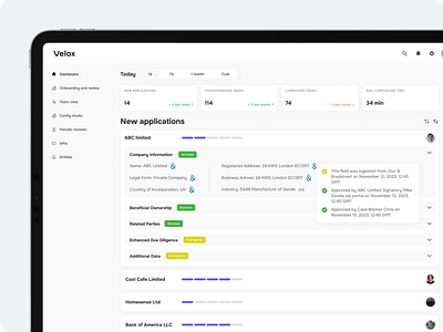 Velox - b2b web-based scoring platform design ui ux