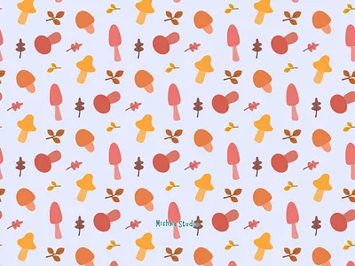 Shrooms autumn autumn leaves digital art fall pattern graphic design home decor mushroom pattern
