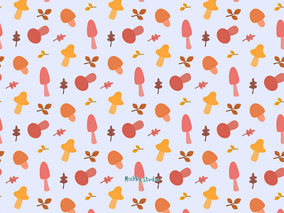 Shrooms autumn autumn leaves digital art fall pattern graphic design home decor mushroom pattern